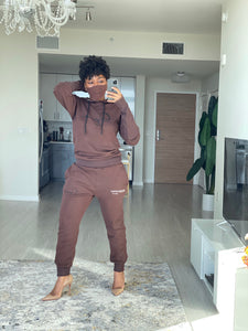 Chocolate Hooded Luxe Leisure Sweat Set