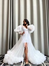 Load image into Gallery viewer, Sequins Veined Tulle Dress in White