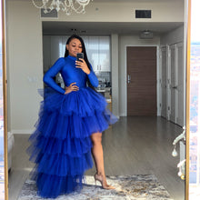 Load image into Gallery viewer, Royal blue Orchid turtleneck skirt set