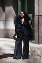 Load image into Gallery viewer, Business in front, Party in the back Black Tulle Power Suit