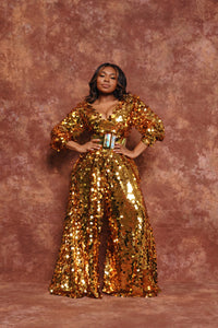 Party Romance Gold Jumpsuit