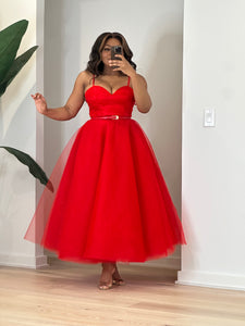 Romance Red Tulle Dress