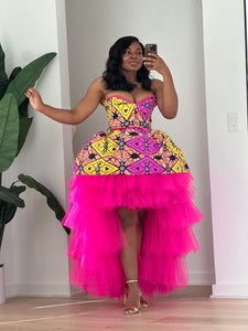 Pink Ankara Orchid skirt set