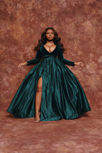 Load image into Gallery viewer, Party Romance Emerald green Satin Dress
