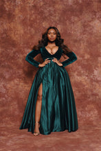 Load image into Gallery viewer, Party Romance Emerald green Satin Dress
