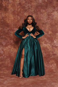 Party Romance Emerald green Satin Dress