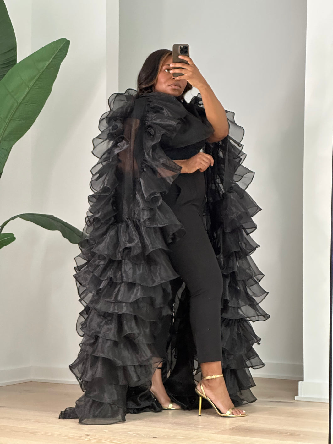 organza cape dress Women's Glacyn High Neck Organza Cape Freesize Cream MEAN BLVD