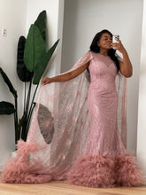 Load image into Gallery viewer, Sequins Veined Cape Tulle Dress
