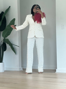 White Polkadot Tulle Power Suit