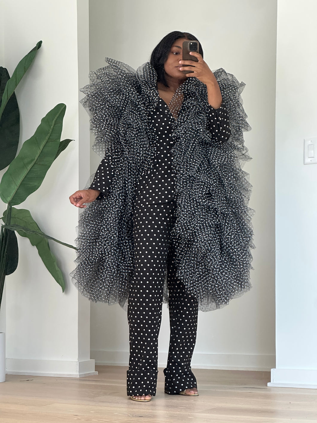 Black Polkadot Power Suit