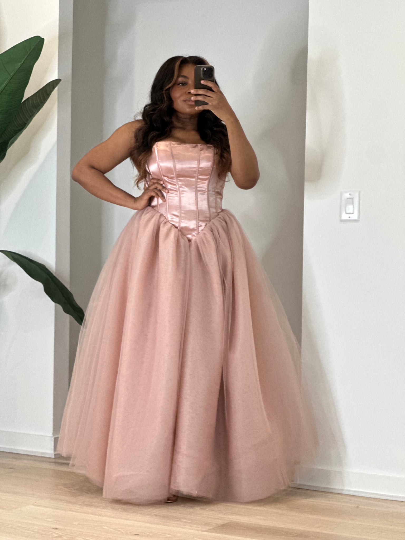 corset tulle dress pink Blush Floral Corset Tulle Midi Dress