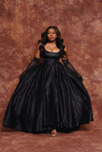 Load image into Gallery viewer, Party Romance Black Satin Dress
