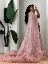 Load image into Gallery viewer, Sequins Veined Cape Tulle Dress
