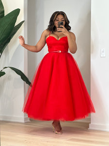 Romance Red Tulle Dress