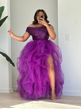 Load image into Gallery viewer, Purple Hi Slit Sequins Skirt Set
