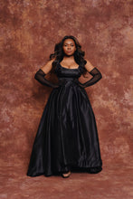 Load image into Gallery viewer, Party Romance Black Satin Dress
