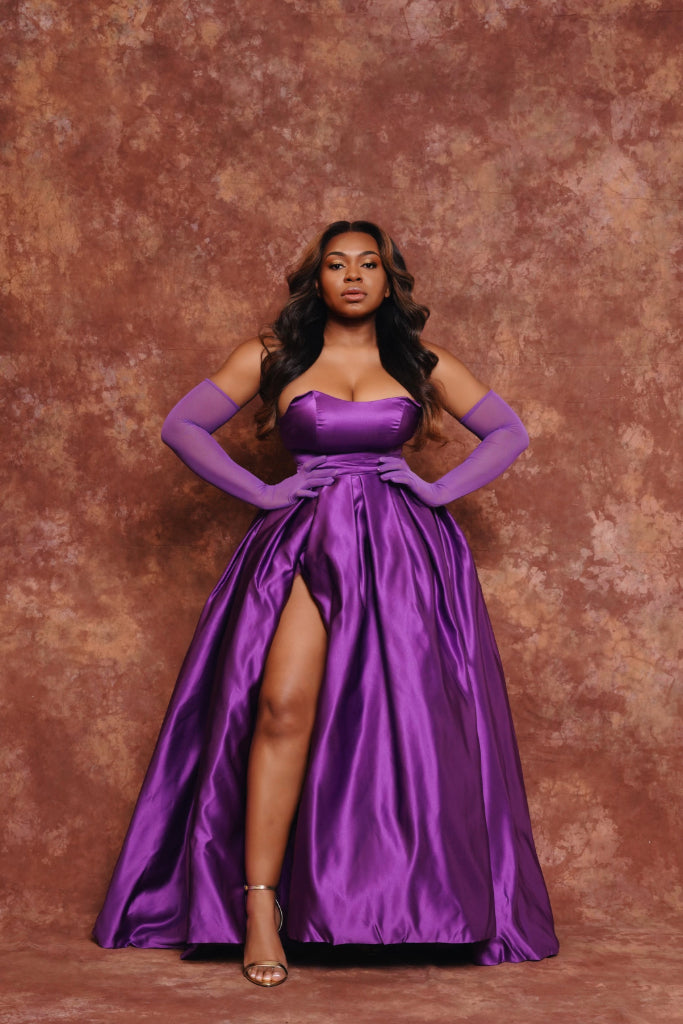 Party Romance Purple Satin Dress XS