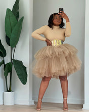 Load image into Gallery viewer, Nude Mini Orchid Turtleneck Skirt Set
