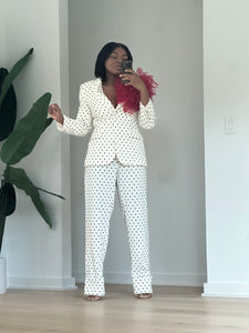 White Polkadot Tulle Power Suit