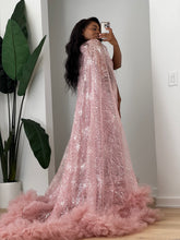 Load image into Gallery viewer, Sequins Veined Cape Tulle Dress

