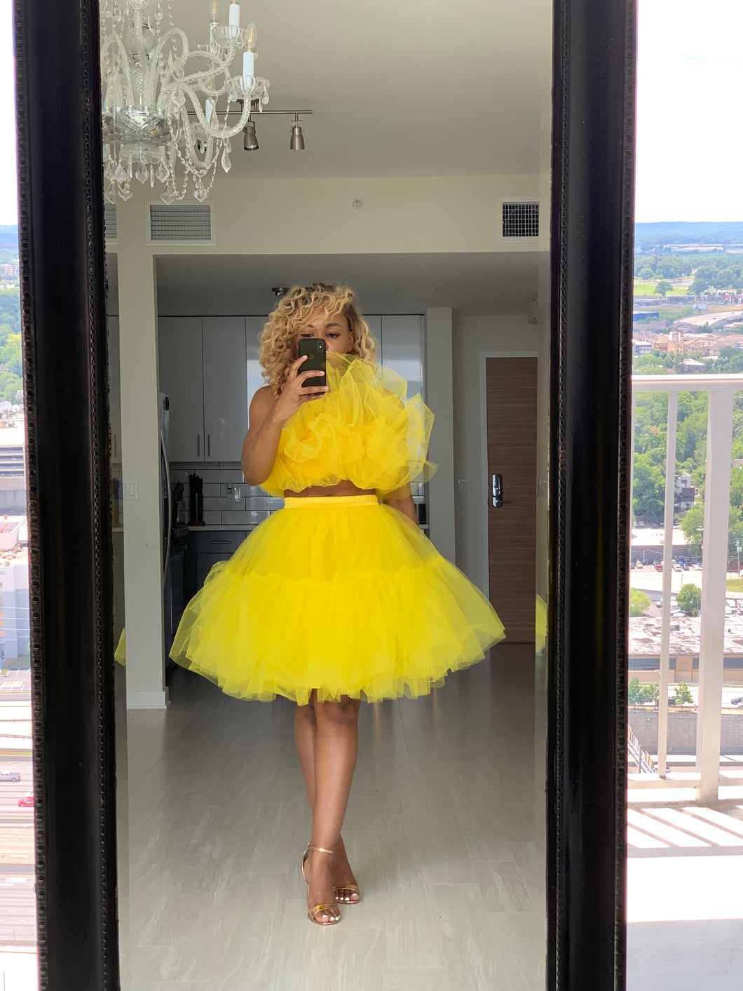 Yellow Swan Skirt Set