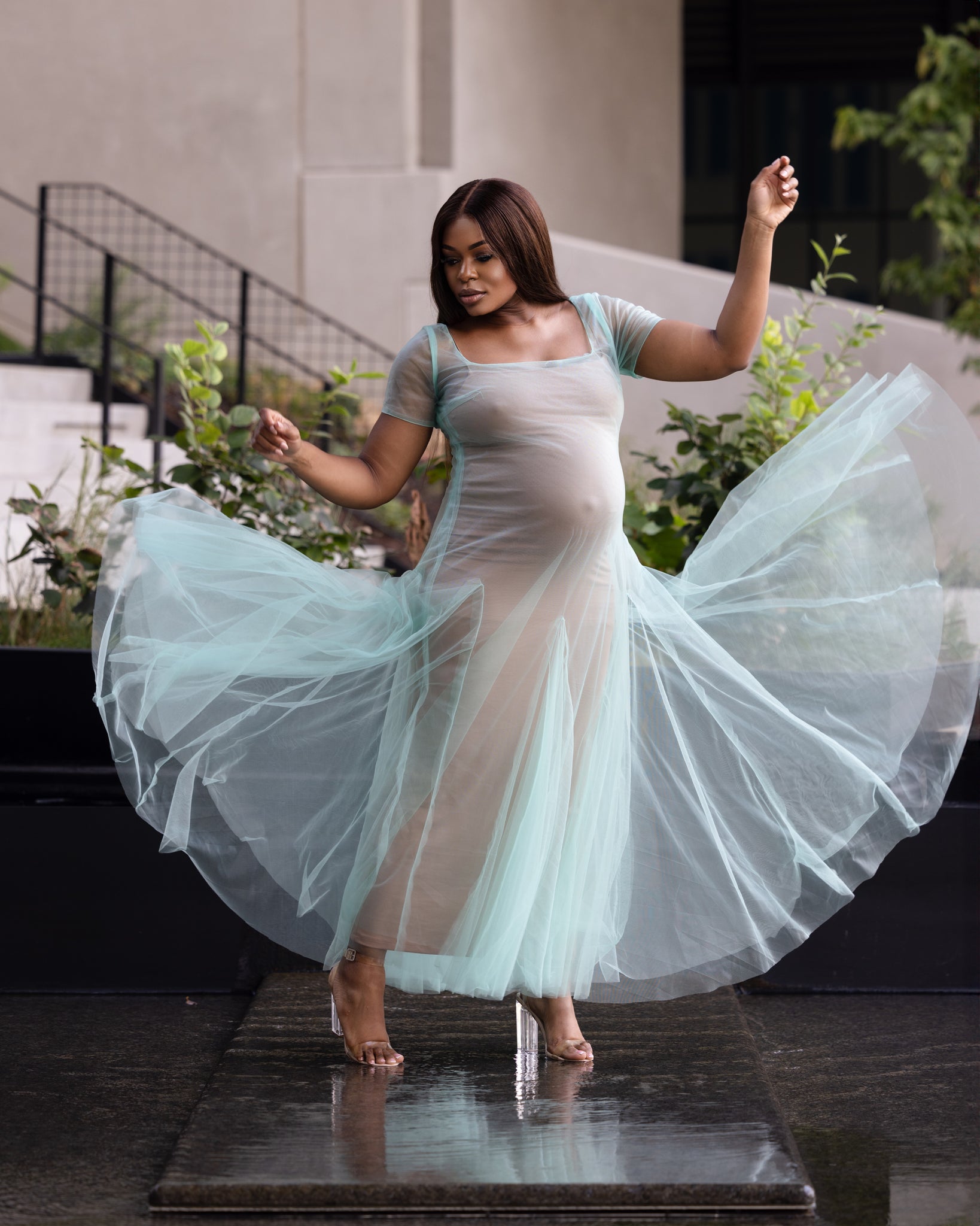 Midi Fitted Sheer dress Oyemwen Midi Fitted Sheer dress Oyemwen