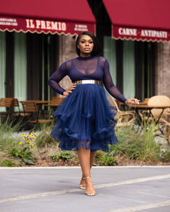 Fall Navy Blue Skirt Set