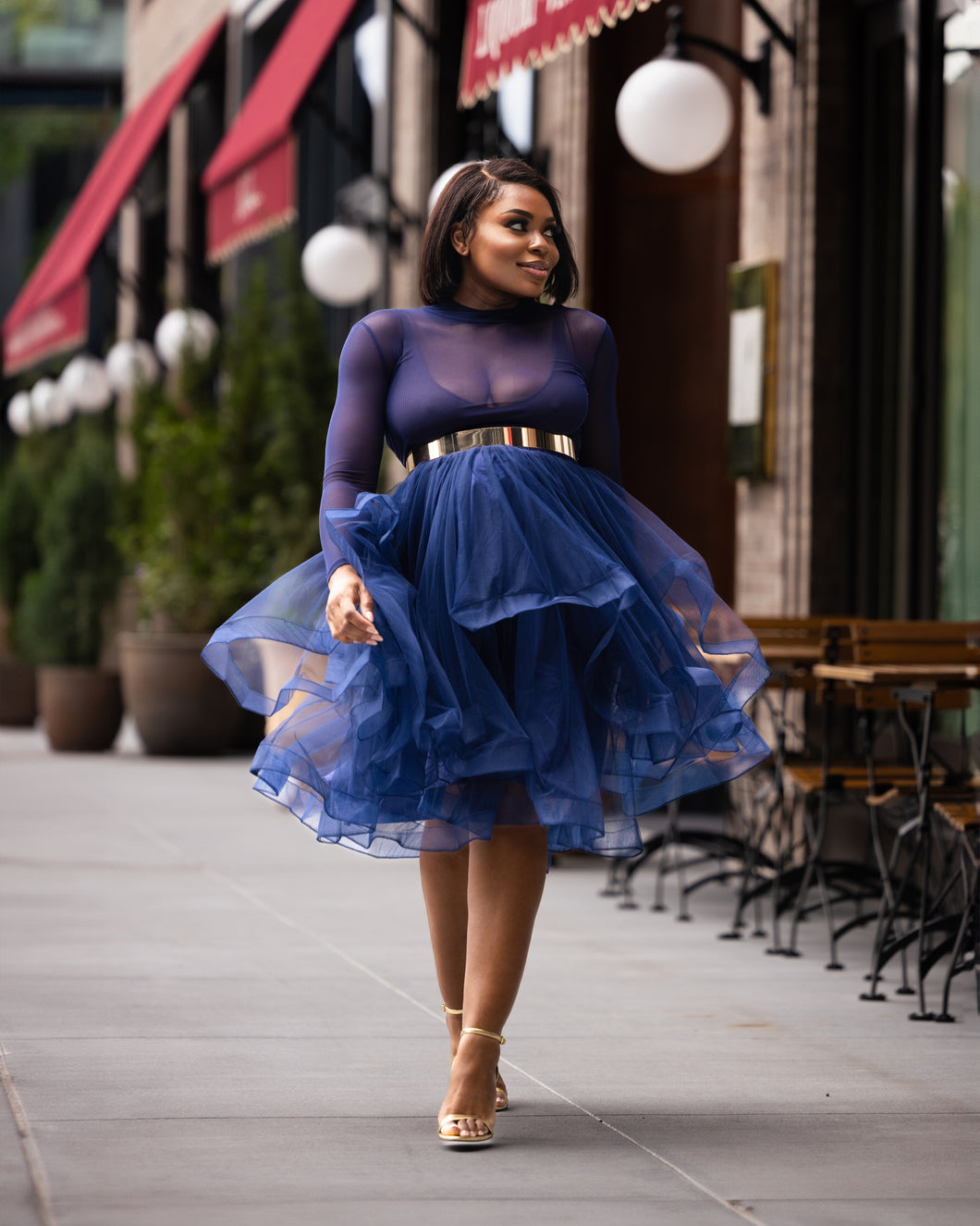 Fall Navy Blue Skirt Set