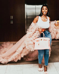 KASHDOLL in Mauve Tulle Robe with a Train