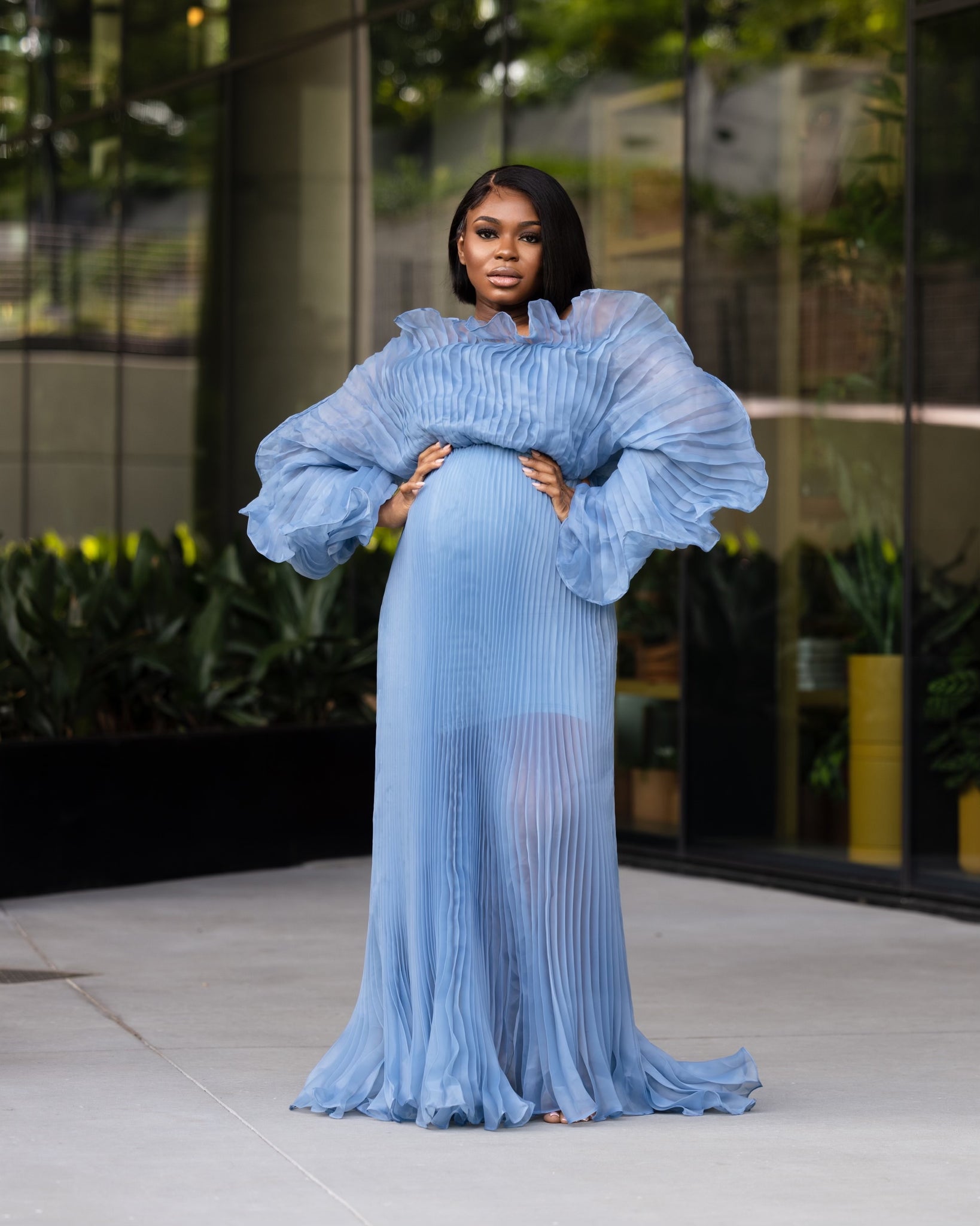 Blue Sheer Dress Oyemwen Blue Sheer Dress Oyemwen