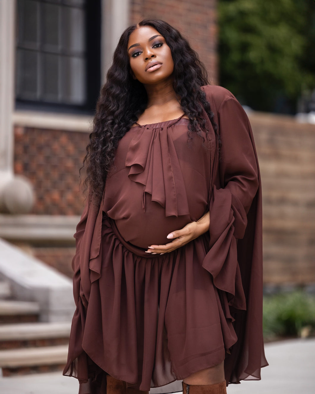 Brown Chiffon Dress