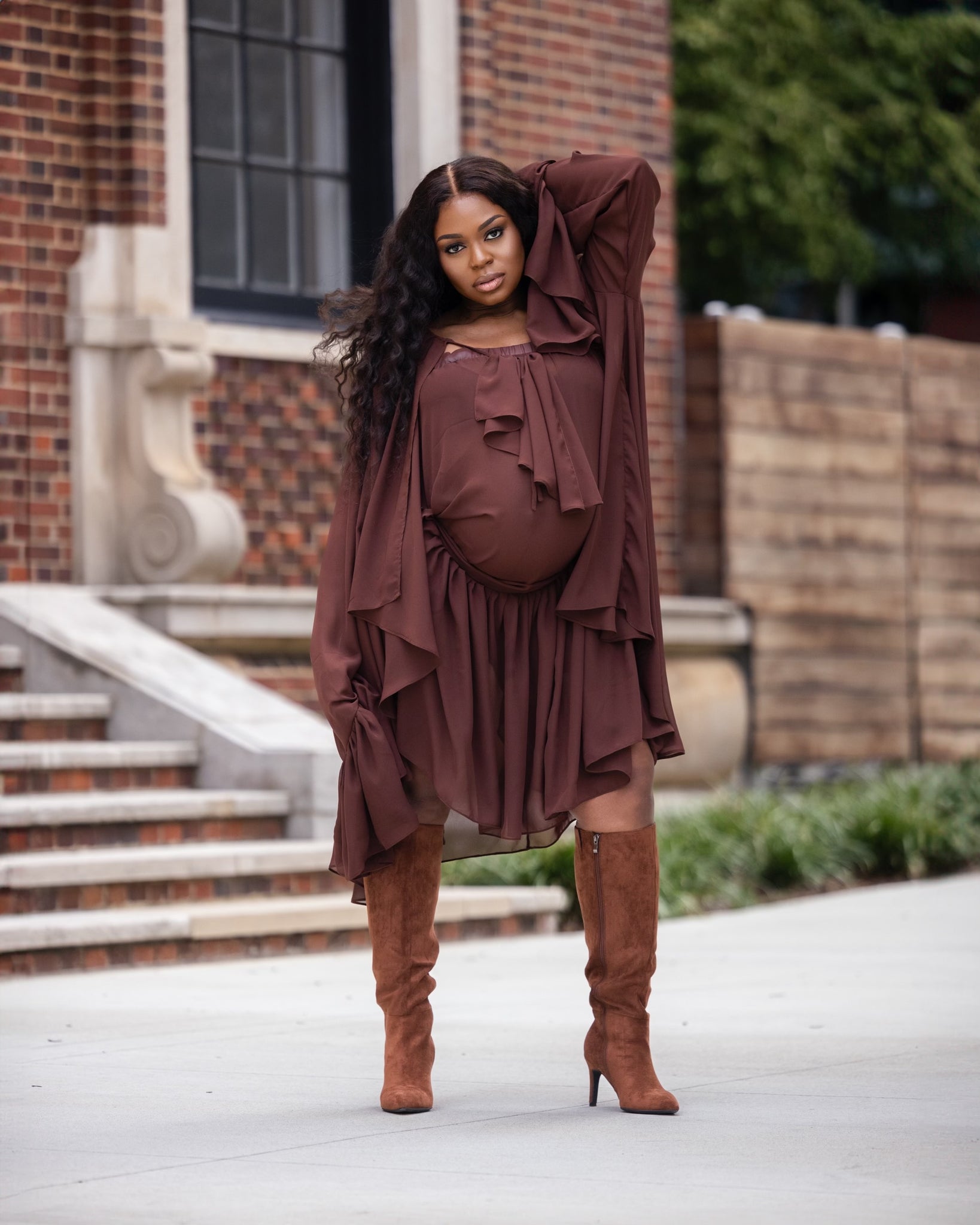 Brown Chiffon Dress Oyemwen Brown Chiffon Dress Oyemwen