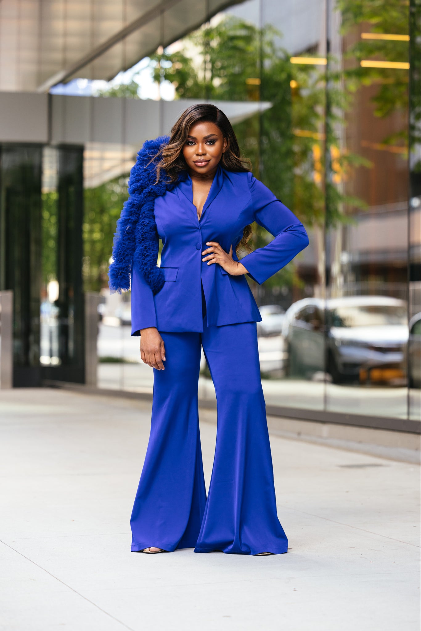 Black Woman in a Blue Power Suit