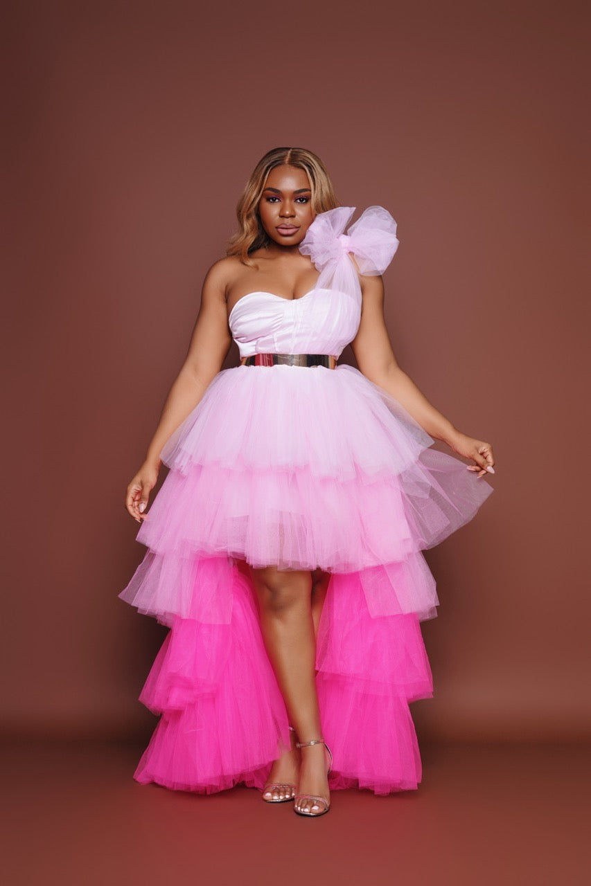 Pink Ombré Bow Skirt Set