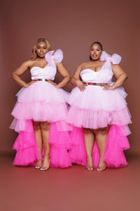 Pink Ombré Bow Skirt Set