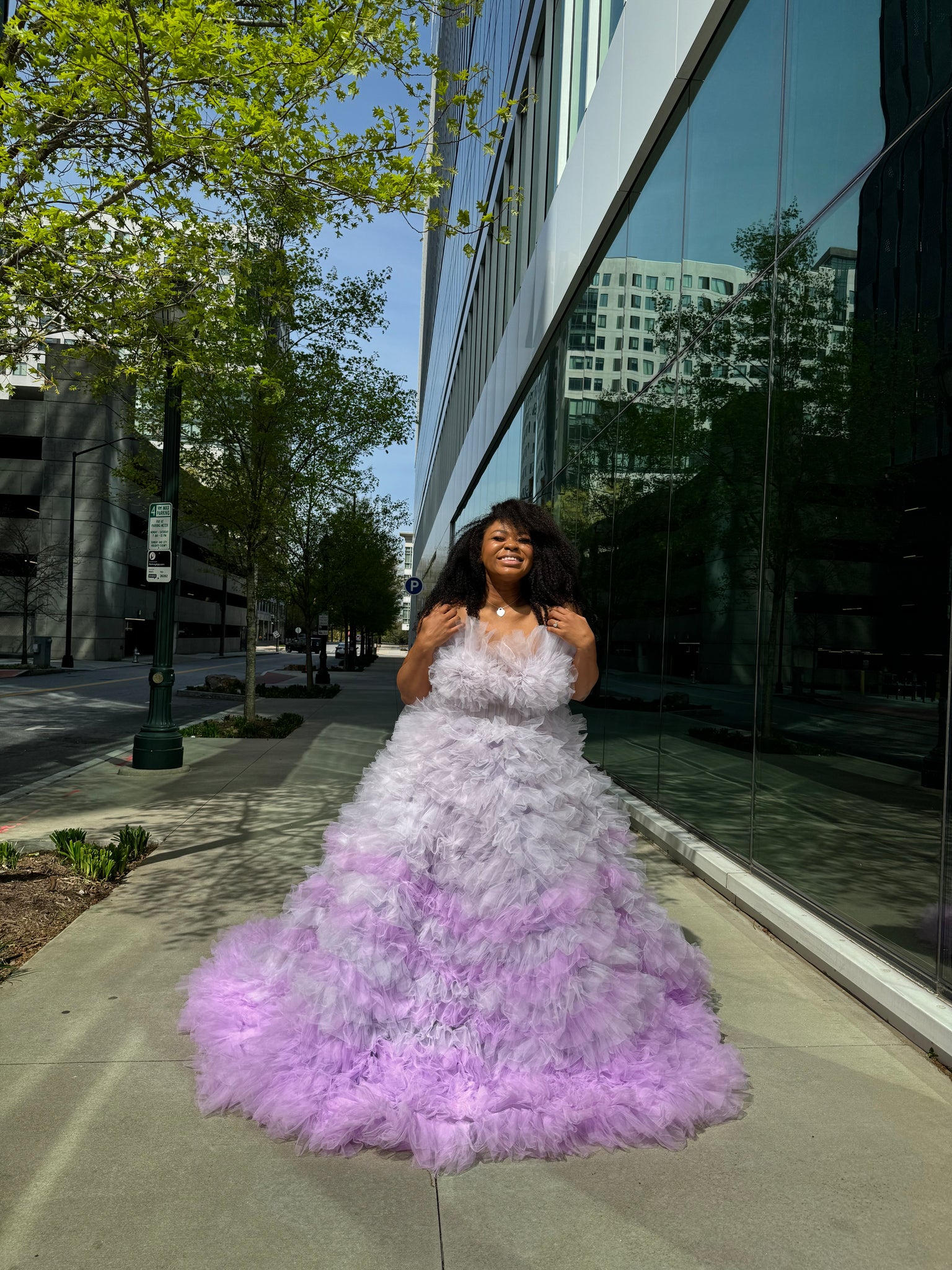 Spring Lavender Tulle Dress with a Train – Oyemwen Spring Lavender Tulle Dress with a Train – Oyemwen