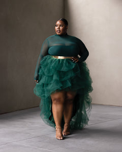 Fall Emerald Turtleneck Orchid Skirt Set