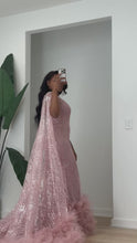 Load and play video in Gallery viewer, Sequins Veined Cape Tulle Dress
