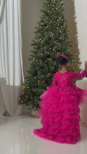 Load and play video in Gallery viewer, Custom made kids Hot pink sequins dress
