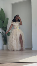 Load and play video in Gallery viewer, Champagne Hi Slit Sequins Skirt Set
