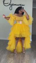 Load and play video in Gallery viewer, Tulle Sleeves Orchid Skirt Set in Yellow
