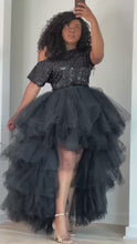 Load and play video in Gallery viewer, Black Sequins Hi-Low Orchid  Skirt Set
