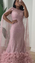 Load and play video in Gallery viewer, Sequins Veined Cape Tulle Dress
