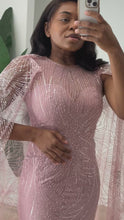 Load and play video in Gallery viewer, Sequins Veined Cape Tulle Dress

