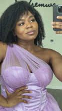 Load and play video in Gallery viewer, Lavender Satin and Lace Skirt Set
