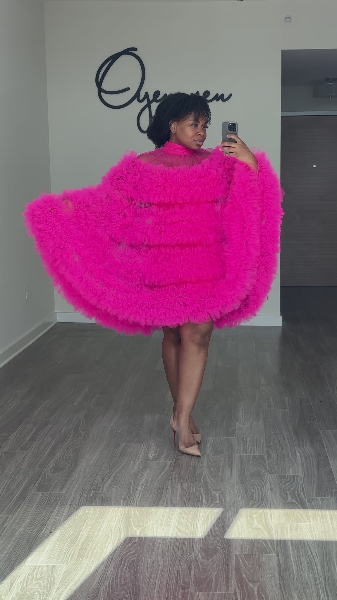 pink cape dress Kezia Embellished Sleeve Maxi Frock and Frill while a sheer cape and sheer skirt bring drama and movement to every step Long Pink Cape Dress With