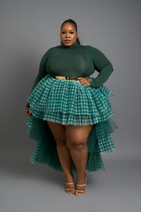 Emerald Green checkered Orchid Skirt Set