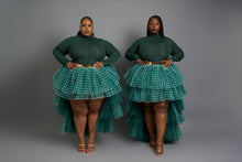 Load image into Gallery viewer, Emerald Green checkered Orchid Skirt Set
