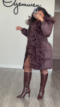 Load and play video in Gallery viewer, Tulle trim Chocolate Luxe Leisure Puffer
