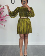 Load and play video in Gallery viewer, Forbidden Garden Gold Pleated Dress
